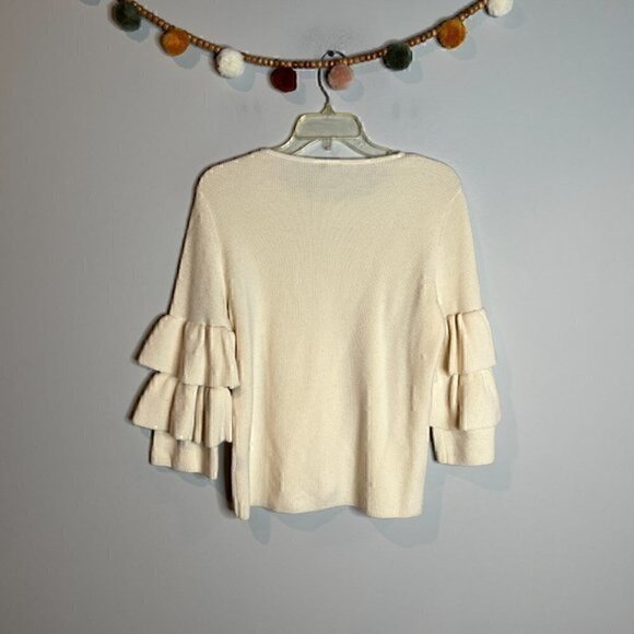 J. McLaughlin cream Merino Wool tier sleeved sweater - Picture 6 of 6